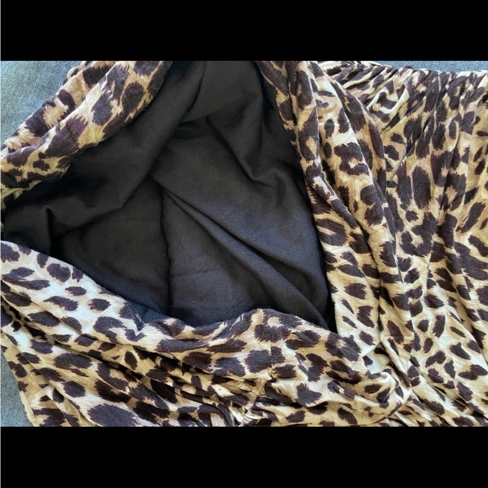 H&M Brown Leopard Print 3/4 Ruched Sleeve Dress - Picture 4 of 6